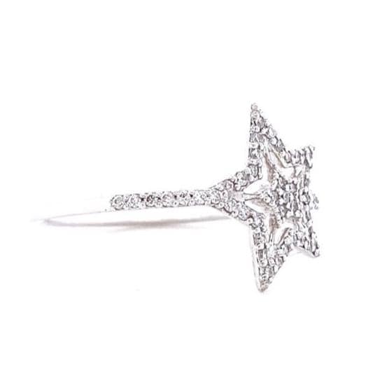 Star Diamond Ring, 14k Solid Gold, Natural Diamonds, Everyday Stackable Ring, Celestial Jewelry, Gift For Her