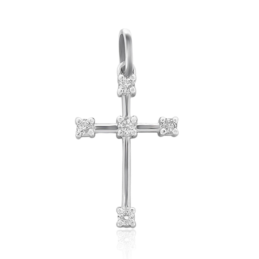 Cross Diamond Pendant in 14k Solid Gold, Natural Diamond Cross Necklace With Adjustable Chain, Half Bezel Setting, Communion Gift for her