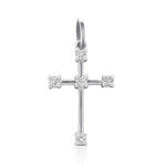 Load image into Gallery viewer, Cross Natural Diamond Half Bezel Set Pendant: 14k Solid Gold Communion Jewellery, Certified Jewelry
