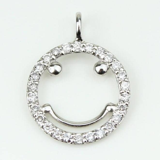 Smiley Diamond Charm Pendant, Emoji Charm, 14k Solid Gold, Natural Diamonds, , Everyday Jewelry Gift For Her