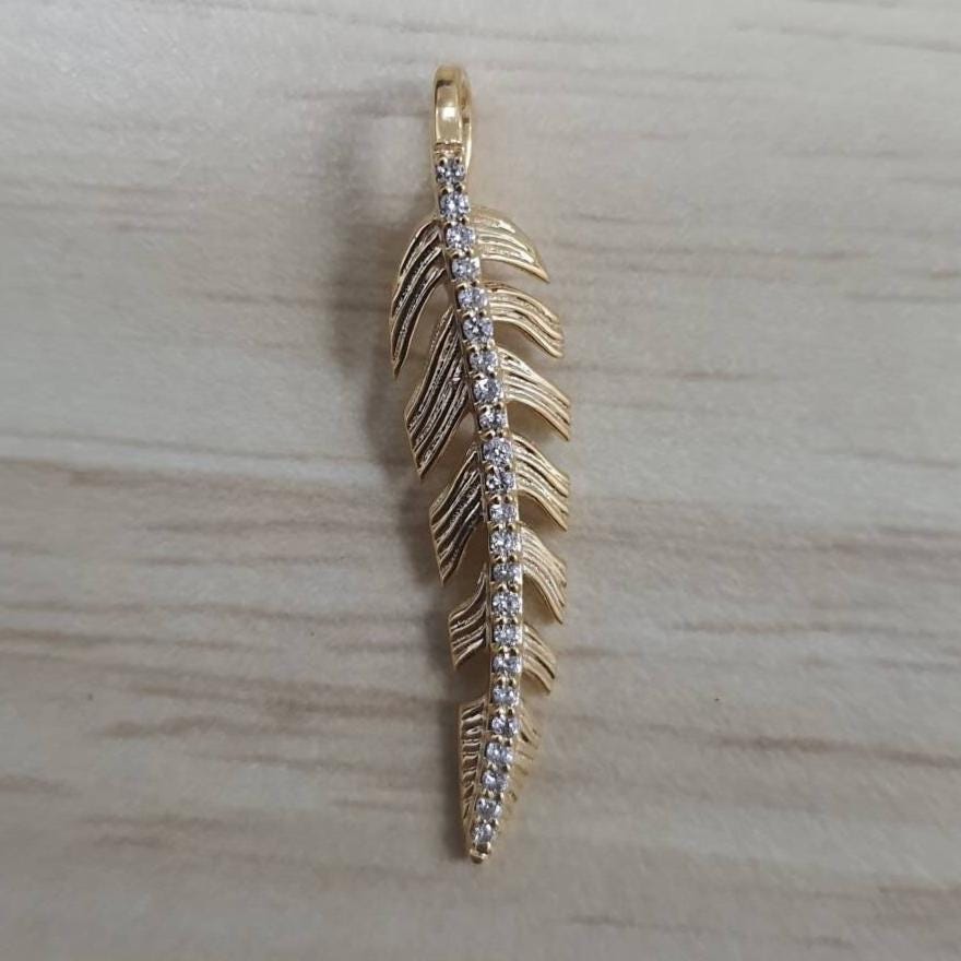 Leaf Diamond Pendant, 14k Solid Gold, Everyday Floral Jewelry, Natural Diamonds, Gift For Her