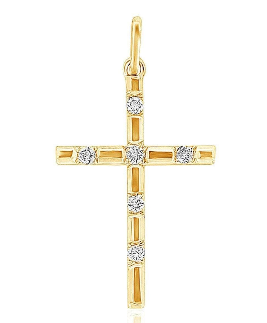 Cross Diamond Pendant, 14k Solid Gold, Natural Diamonds, Religious Jewelry, Gift For Her