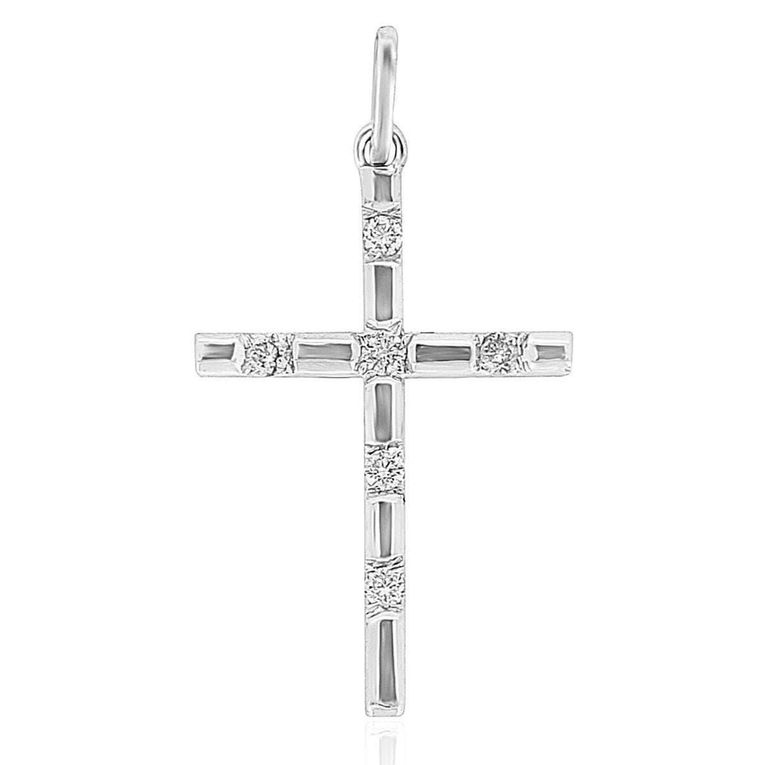 Cross Diamond Pendant, 14k Solid Gold, Natural Diamonds, Religious Jewelry, Gift For Her