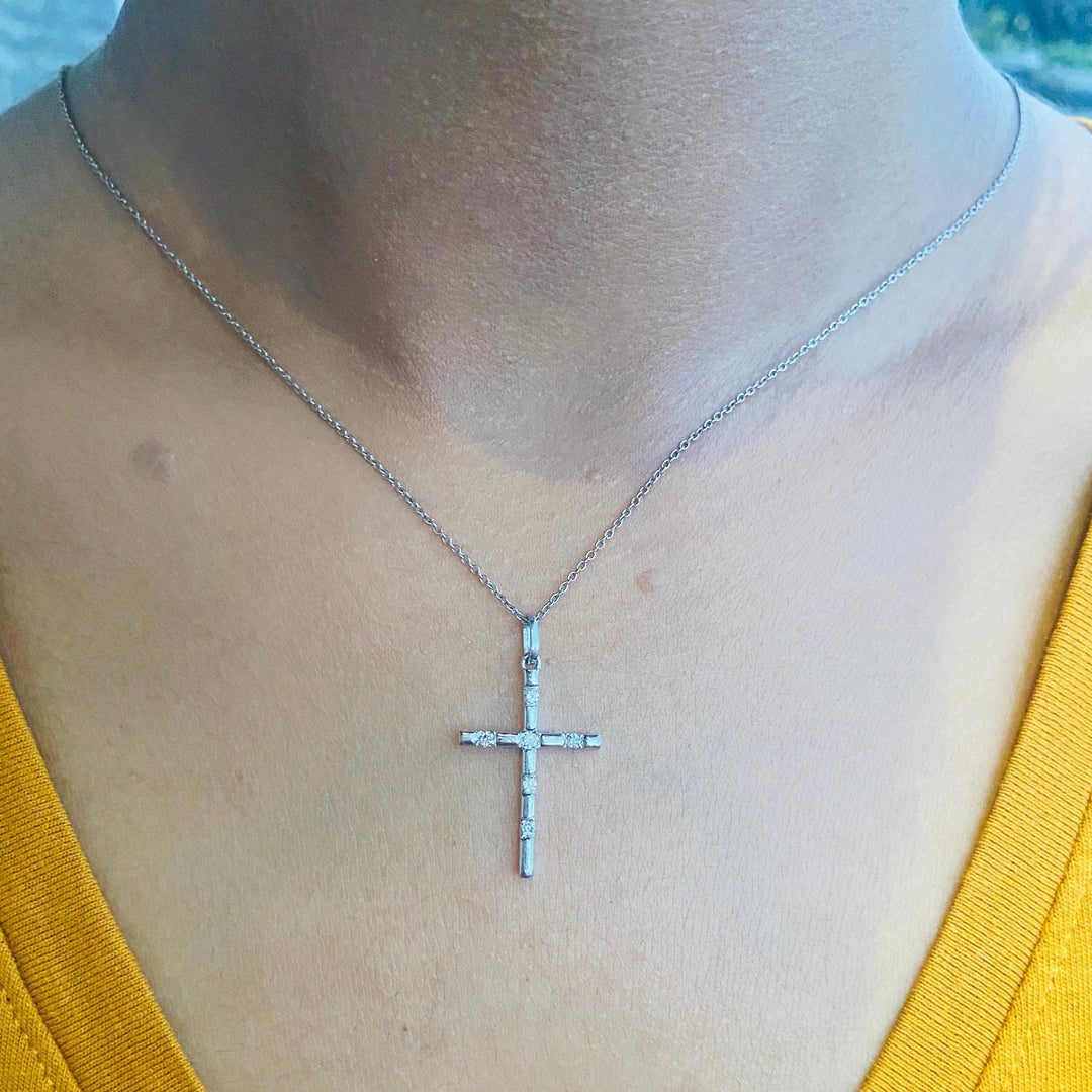 Cross Diamond Pendant, 14k Solid Gold, Natural Diamonds, Religious Jewelry, Gift For Her