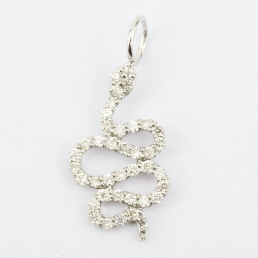 Snake Diamond Charm Pendant, 14K Solid Gold, Natural Diamonds, Stackable Serpent Necklace, Animal Bracelet, Gothic Jewelry, Gift for her