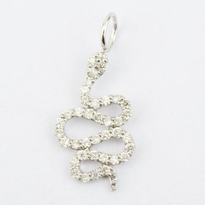 Snake Diamond Charm Pendant, 14K Solid Gold, Natural Diamonds, Stackable Serpent Necklace, Animal Bracelet, Gothic Jewelry, Gift for her