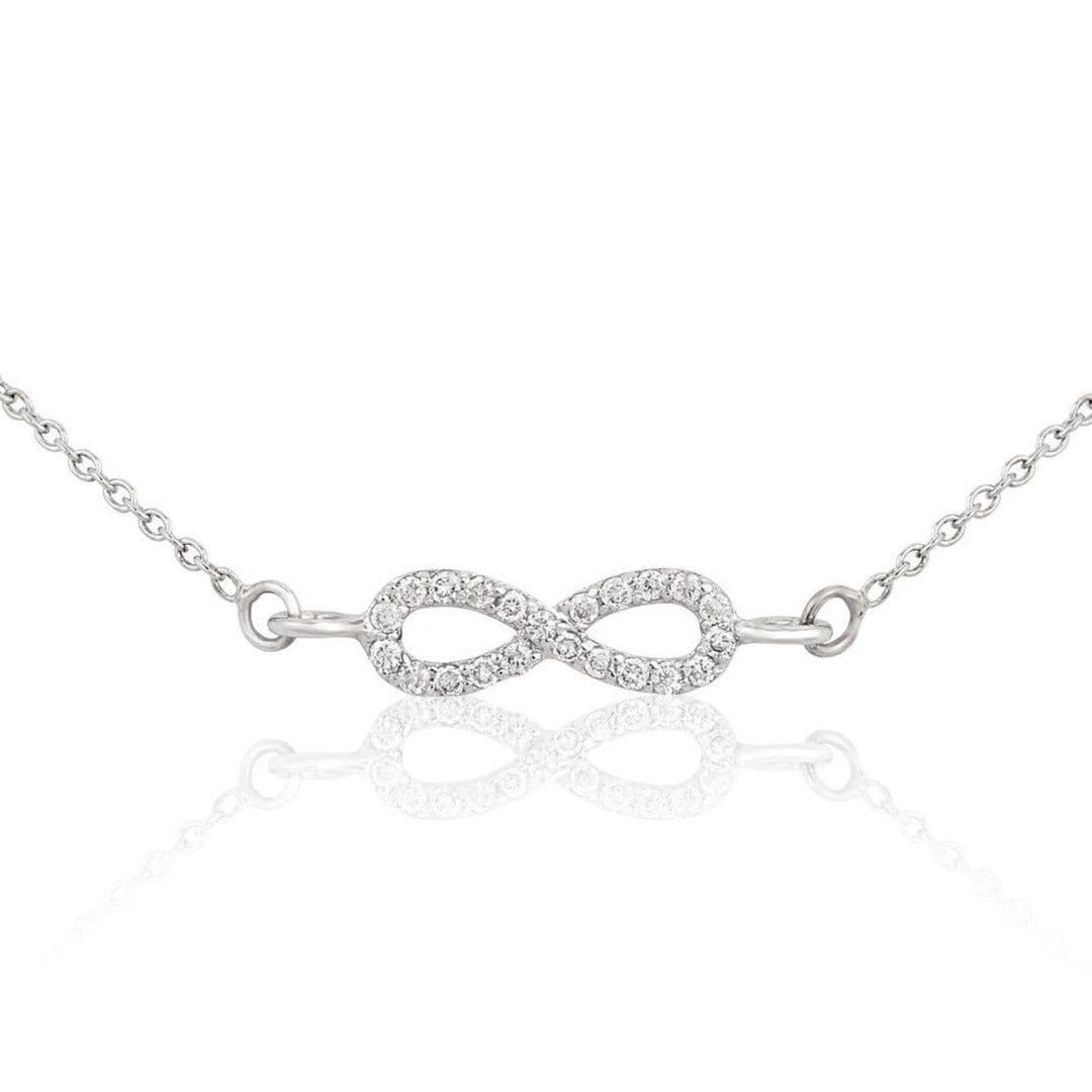 Infinity Charm Diamond Necklace, 14k Solid Gold, Natural Diamonds, Dainty Eternity Necklace, Minimalist Stacking Necklace, Gift For Her