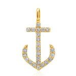 Load image into Gallery viewer, Anchor Diamond Pendant Charm, 14k Solid Gold, Natural Diamonds, Minimalist Gold Anchor Necklace, Valentine Gift
