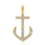 Load image into Gallery viewer, Anchor Diamond Pendant Charm, 14k Solid Gold, Natural Diamonds, Minimalist Gold Anchor Necklace, Valentine Gift
