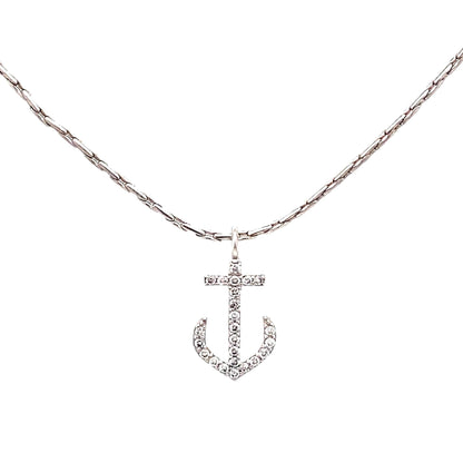 Anchor Natural Diamond Pendant Charm: 14k Solid Gold Minimalist Stacking Necklace, Ready To Ship, Certified Jewelry