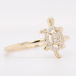 Load image into Gallery viewer, Turtle Diamond Ring, 14K Solid Gold, Natural Diamonds, Animal Ring, , Everyday Jewelry Gift For Her
