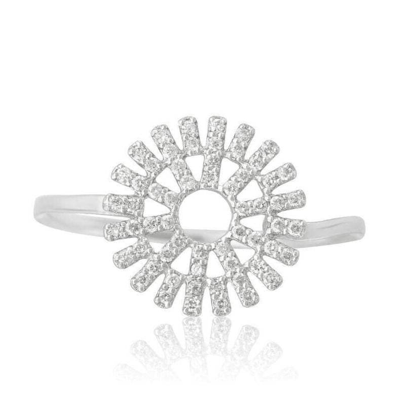 Sun Diamond Ring, 14k Solid Gold, Natural Diamonds, , Everyday Jewelry Gift For Her