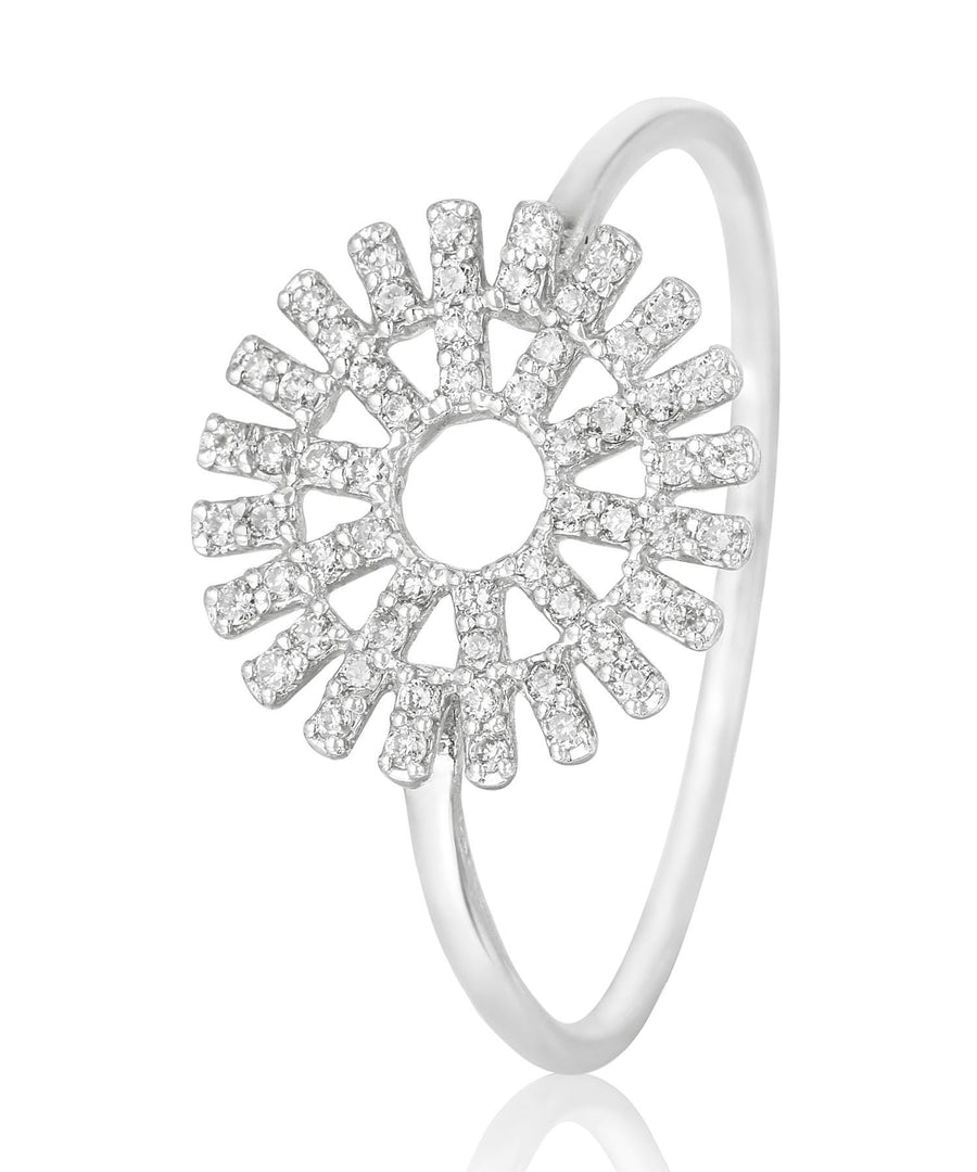 Sun Diamond Ring, 14k Solid Gold, Natural Diamonds, , Everyday Jewelry Gift For Her