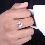 Load image into Gallery viewer, Sun Diamond Ring, 14k Solid Gold, Natural Diamonds, , Everyday Jewelry Gift For Her
