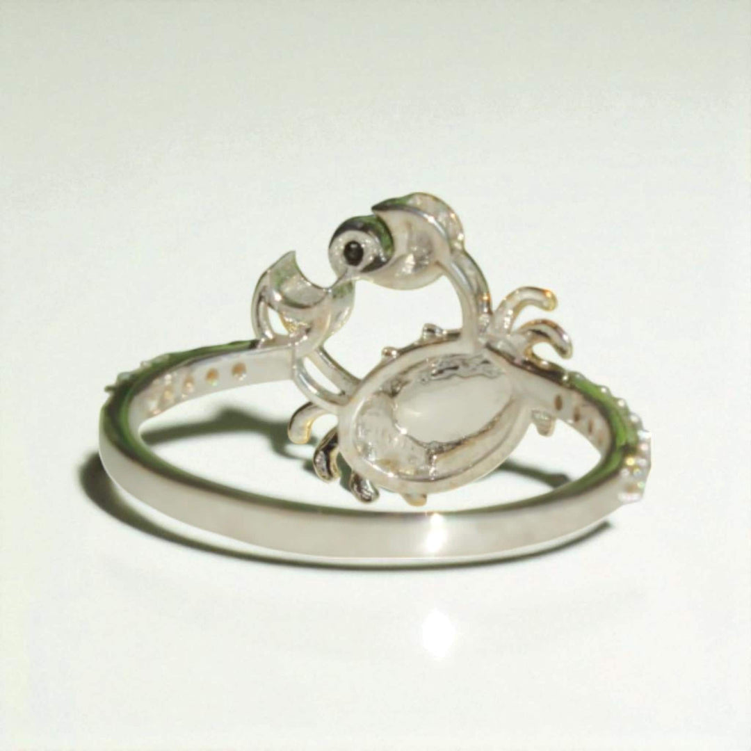 Zodiac Crab Diamond Ring, 14k Solid Gold, Natural Diamonds, Cancerian Sign, Minimalist Everyday Jewelry, Ready To Ship