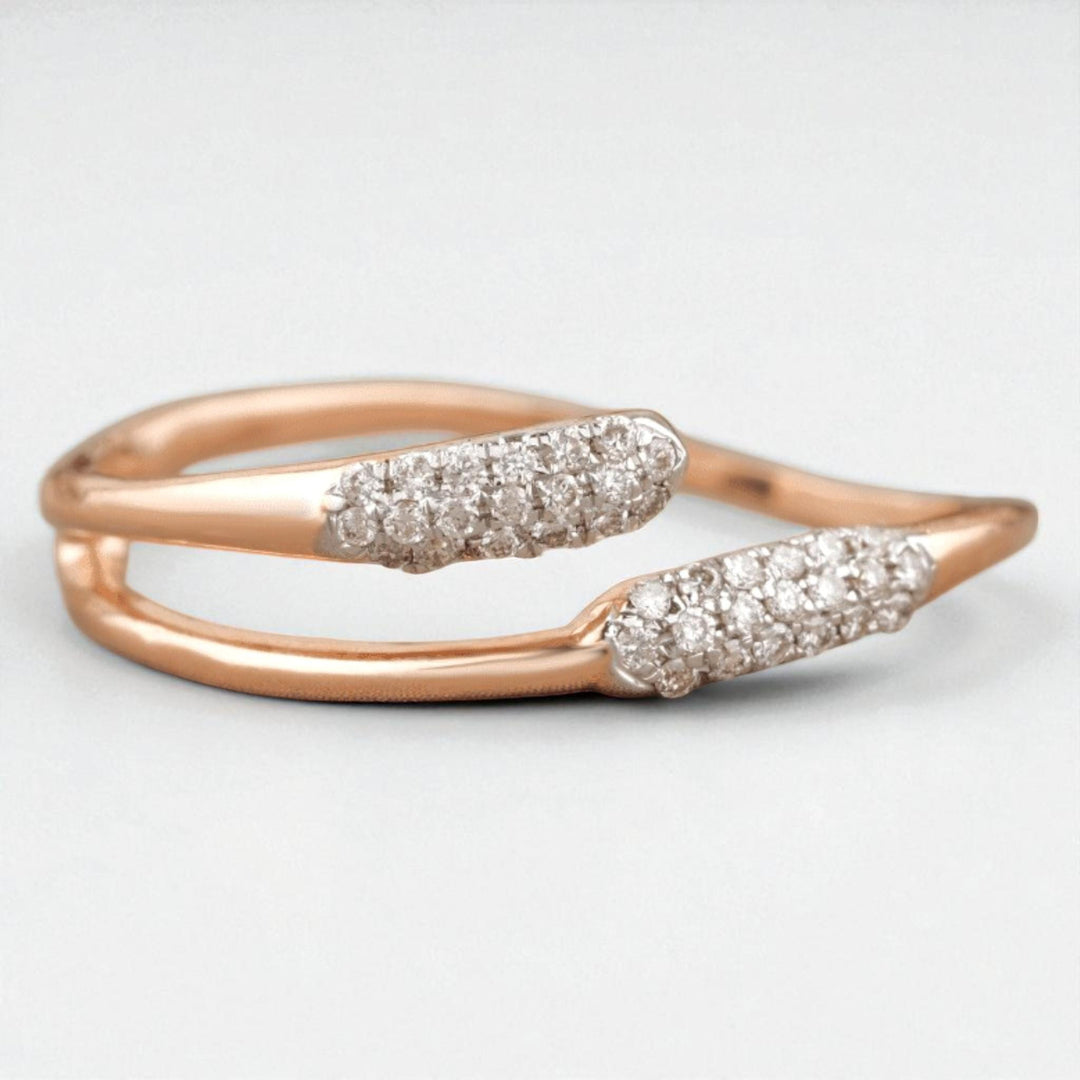 Diamond Cuff Ring, 14K Solid Gold, Promise Ring, Natural Diamonds, , Everyday Jewelry Gift For Her