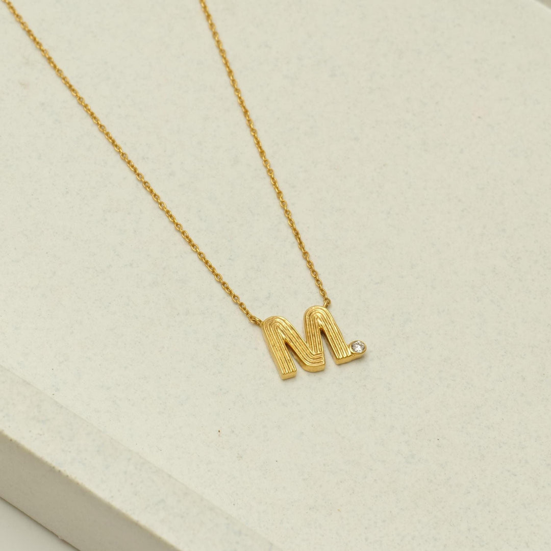 Personalized Initial Diamond Necklace, 14k Solid Gold, Natural Diamonds, Stacking Flute Letter Charm, Everyday Minimalist Custom Jewelry