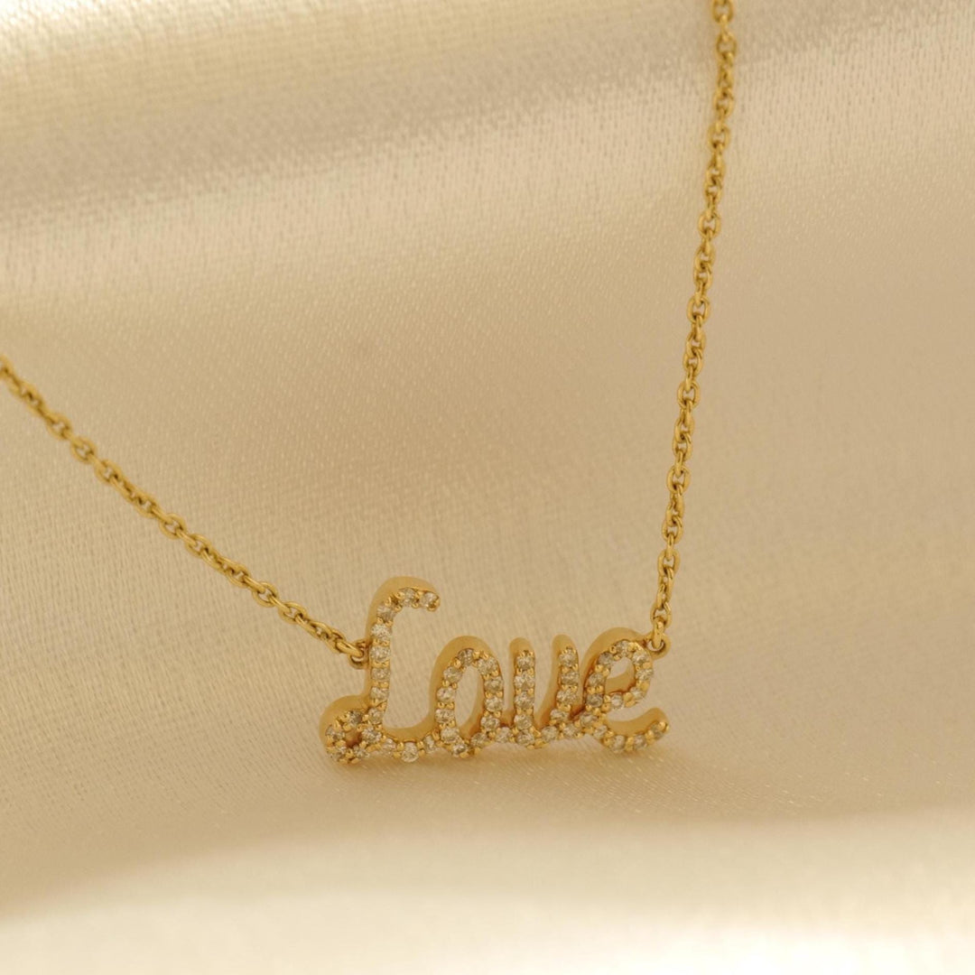 Love Diamond Bracelet, 14k Solid Gold, Natural Diamonds, Minimalist Custom Jewelry, Personalized 4 Letter Charm, Minimalistic Stacking Chain