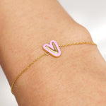 Load image into Gallery viewer, Personalized Initial Enamel Chain Bracelet, 14k Solid Gold, Natural Diamonds, Stacking Everyday Custom Jewelry, Letter Minimalistic Charm
