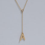 Load image into Gallery viewer, Personalized Initial Lariat Necklace, 14k Solid Gold Diamond Letter, Natural Diamonds, Custom Name Initial Jewelry, Minimalist
