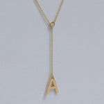 Load image into Gallery viewer, Personalized Initial Lariat Necklace, 14k Solid Gold Diamond Letter, Natural Diamonds, Custom Name Initial Jewelry, Minimalist
