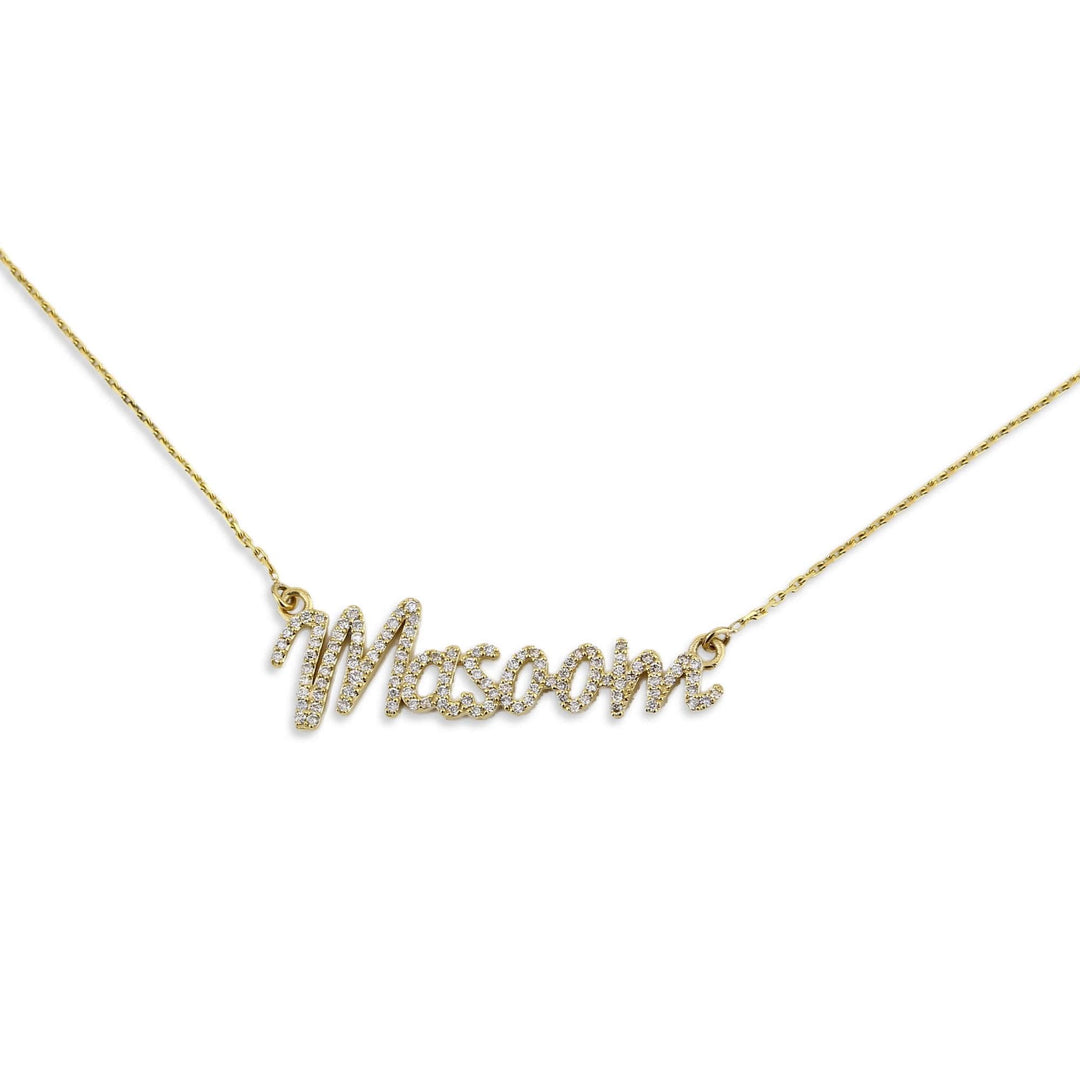 Name Letter Diamond Necklace, 14k Solid Gold, Natural Diamonds, Script Word Jewelry, Minimalistic Everyday Necklace, Stacking Jewelry