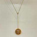 Load image into Gallery viewer, Personalized Initial Lariat Diamond Necklace, 14k Solid Gold, Natural Diamonds, Custom Minimalist Jewelry, Stacking Disc Letter Necklace
