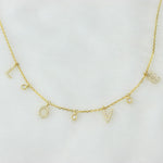 Load image into Gallery viewer, Love Dangle Diamond Drop Necklace, 14k Solid Gold, Natural Diamonds, Affirmation Statement Jewelry, Letter Chain Jewelry, Everyday Necklace
