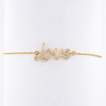 Load image into Gallery viewer, Love Chain Diamond Bracelet, 14k Solid Gold, Natural Diamonds, Inspirational Name Jewelry, Handcrafted Everyday Wear, Minimal Word Bracelet
