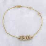 Load image into Gallery viewer, Faith Diamond Chain Bracelet, 14k Solid Gold, Natural Diamond, Inspirational Jewelry, Handcrafted Everyday Chain, Word Minimalistic Bracelet

