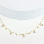 Load image into Gallery viewer, Dream Diamond Charm Necklace, 14k Solid Gold, Natural Diamonds, Affirmation Drop Necklace, Stackable Everyday Chain, Bezel Drop Jewelry
