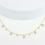 Load image into Gallery viewer, Dream Diamond Charm Necklace, 14k Solid Gold, Natural Diamonds, Affirmation Drop Necklace, Stackable Everyday Chain, Bezel Drop Jewelry
