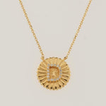 Load image into Gallery viewer, Personalized Initial Medallion Necklace, 14k Solid Gold, Natural Diamond, Custom Jewelry, Minimalist Stacking Necklace, Gift For Her
