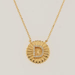 Load image into Gallery viewer, Personalized Initial Medallion Necklace, 14k Solid Gold, Natural Diamond, Custom Jewelry, Minimalist Stacking Necklace, Gift For Her
