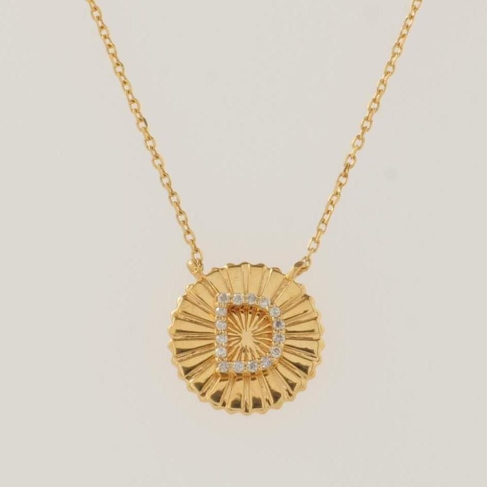 Personalized Initial Medallion Necklace, 14k Solid Gold, Natural Diamond, Custom Jewelry, Minimalist Stacking Necklace, Gift For Her