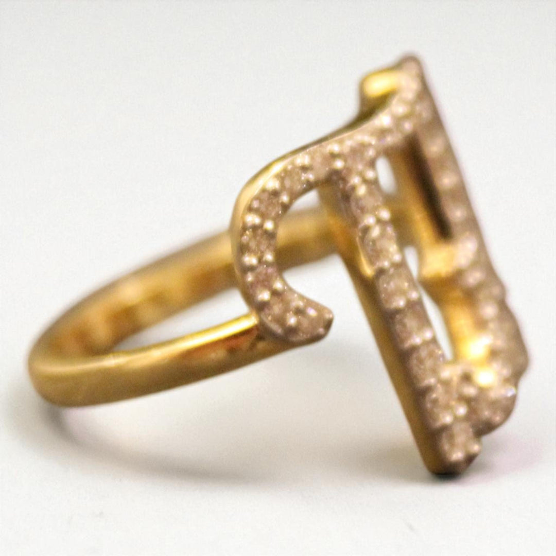 Personalized Double Initial Diamond Ring, 14k Solid Gold, Natural Diamond, Handwritten Word Ring, Custom Letter Band, Minimal Statement Ring