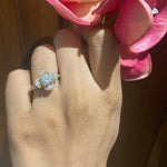 Load image into Gallery viewer, Round Solitaire Diamond Ring, Engagement Ring, Flower Shaped Halo Ring, 14k Solid Gold, Natural Diamonds, Gift For Her
