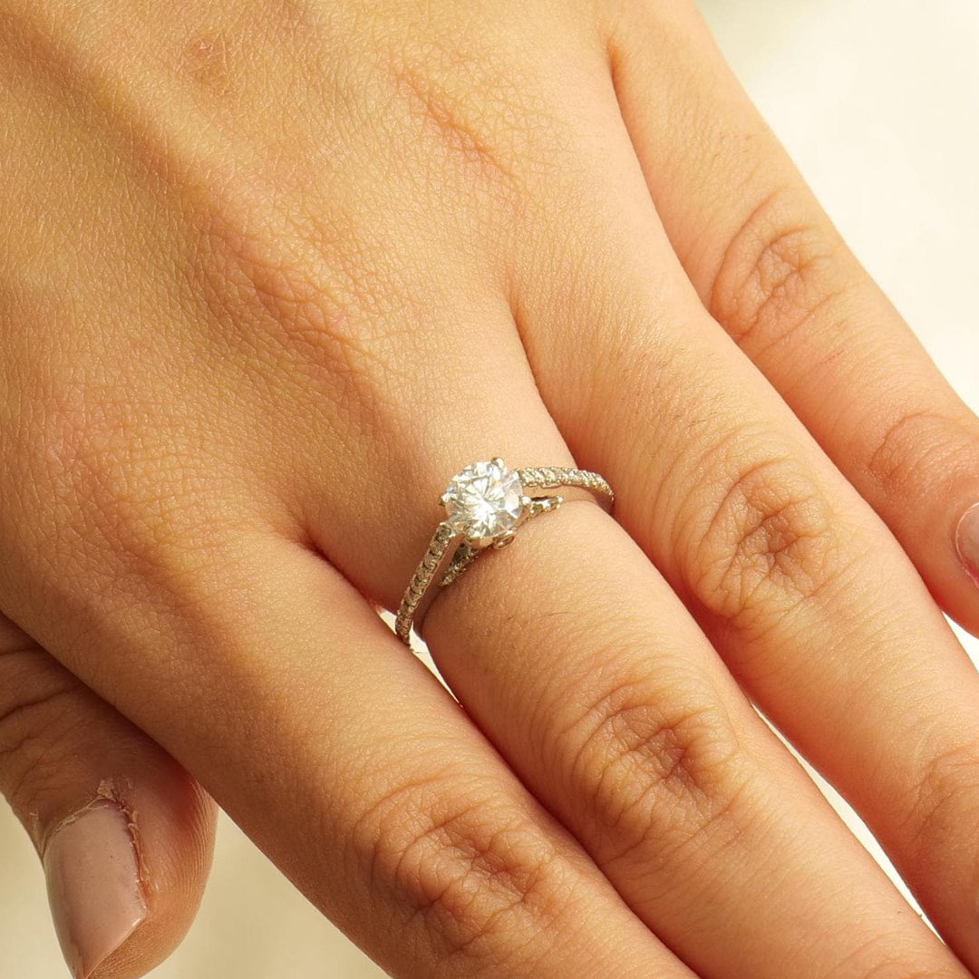 Round Solitaire Diamond Ring, 14K Solid Gold Engagement Ring, Natural Diamonds, Gift For Her