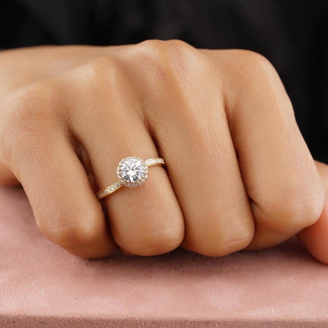 Solitaire Diamond Engagement Ring, 14k Solid Gold, Natural Diamonds Cluster Ring, , Promise Ring Gift For Her