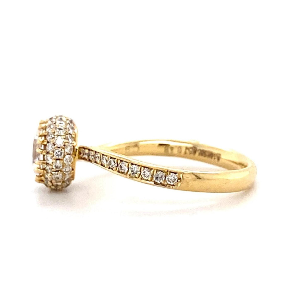 Solitaire Diamond Engagement Ring, 14k Solid Gold, Natural Diamonds Cluster Ring, , Promise Ring Gift For Her