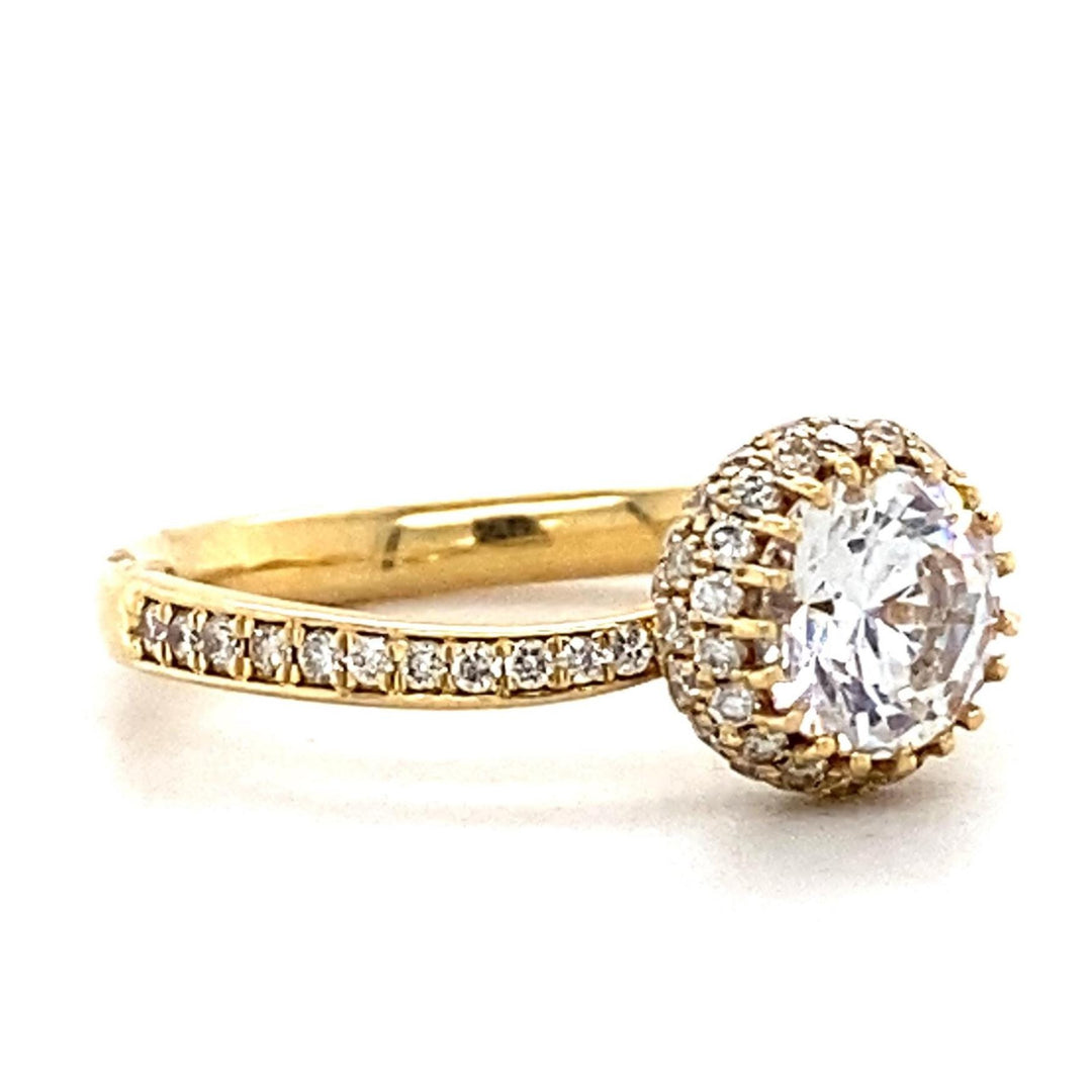 Solitaire Diamond Engagement Ring, 14k Solid Gold, Natural Diamonds Cluster Ring, , Promise Ring Gift For Her