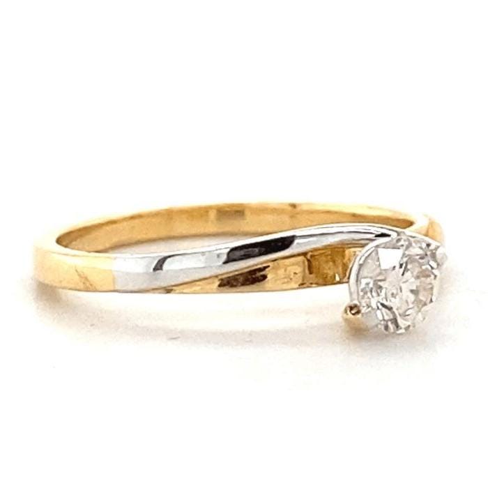 Solitaire Engagement Dual Tone Ring , 14k Solid Gold , Engagement Ring , Natural Diamonds , Wedding Bridal Ring , Gift For Her