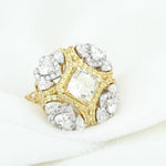 Load image into Gallery viewer, Yellow Sapphire Engagement Ring, Heart &amp; Pear Diamonds, Dual Tone Gemstone Ring, Natural Diamonds, 14k Solid Gold, Gift For Her
