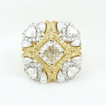 Load image into Gallery viewer, Yellow Sapphire Engagement Ring, Heart &amp; Pear Diamonds, Dual Tone Gemstone Ring, Natural Diamonds, 14k Solid Gold, Gift For Her
