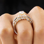 Load image into Gallery viewer, Engagement Solitaire Ring, 14k Solid Gold, Natural Diamonds, Flower Filigree Ring, Dual Tone, Split Shank, Bridal Jewelry, Gift For Her
