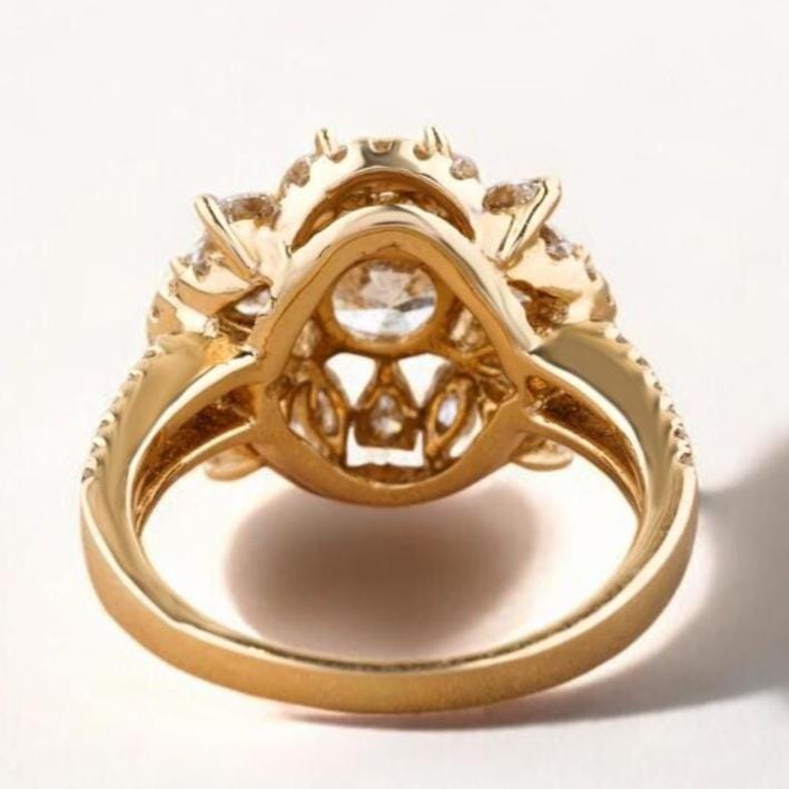 Solitaire Diamond Engagement Ring, Flower Diamond Ring, 14k Solid Gold, Halo Setting, Natural Diamonds, Gift For Her