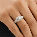 Load image into Gallery viewer, Cushion Halo Diamond Ring, 14k Solid Gold, Natural Diamonds, Engagement Ring, Illusion Setting, Two-Toned Bridal Jewelry, Gift for Her
