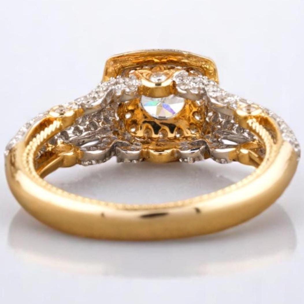 Cushion Halo Diamond Ring, 14k Solid Gold, Natural Diamonds, Engagement Ring, Illusion Setting, Two-Toned Bridal Jewelry, Gift for Her
