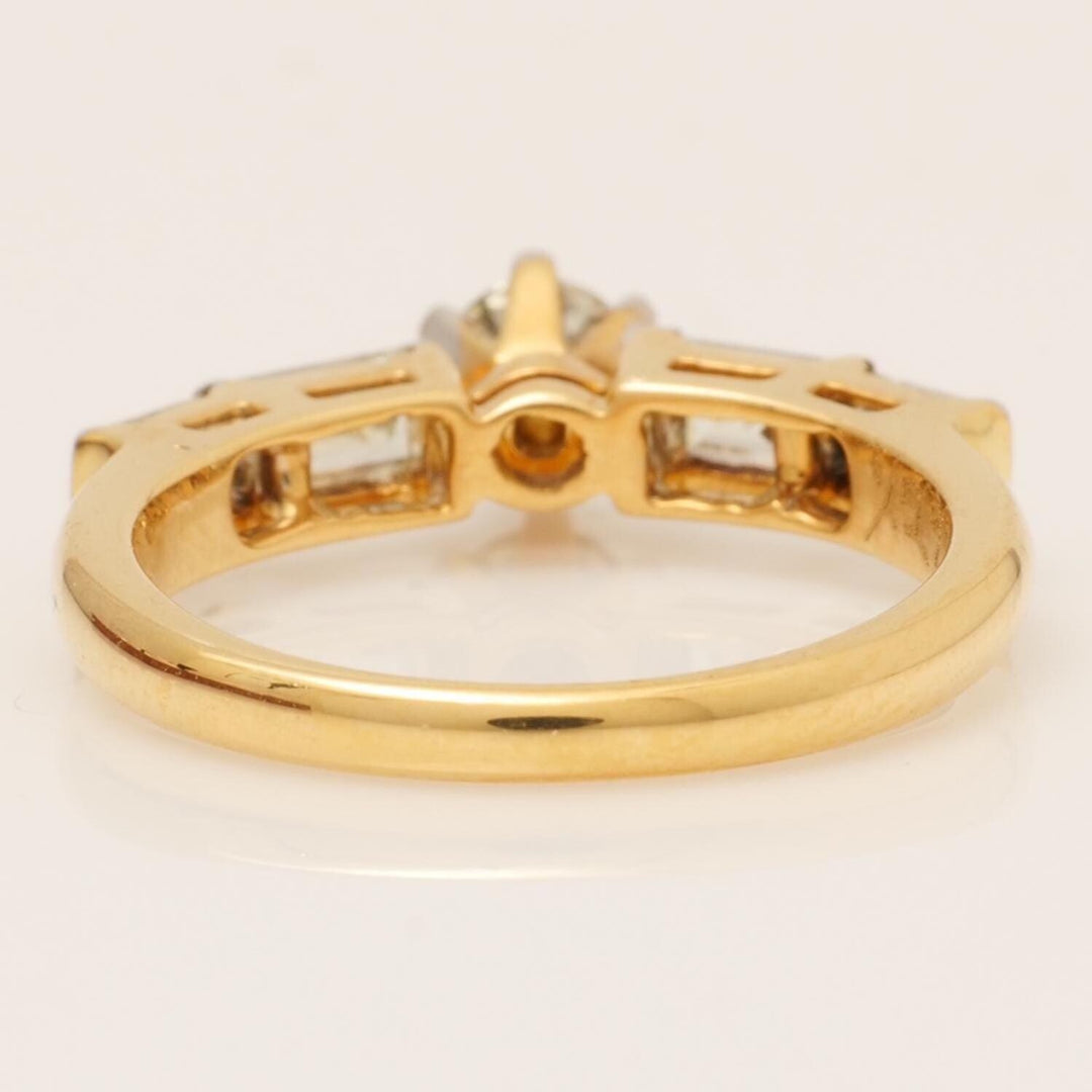 Engagement Diamond Ring, 14k Solid Gold, Round and Baguette Natural Diamond, Proposal Wedding Gift, Bar Setting Bridal Jewelry, Gift For Her