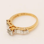 Load image into Gallery viewer, Engagement Diamond Ring, 14k Solid Gold, Round and Baguette Natural Diamond, Proposal Wedding Gift, Bar Setting Bridal Jewelry, Gift For Her
